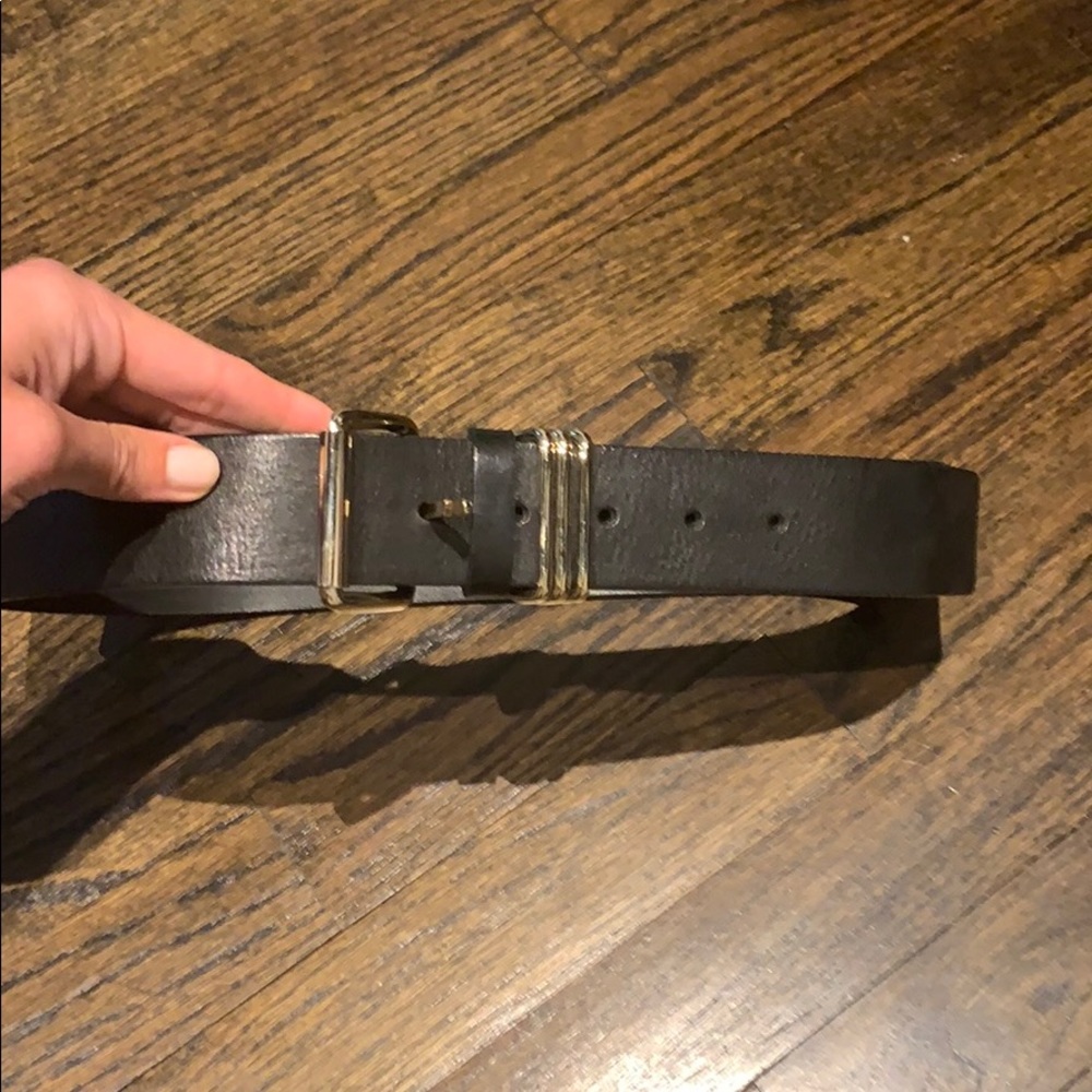 B-Low the Belt Black Leather Belt with Gold Buckle